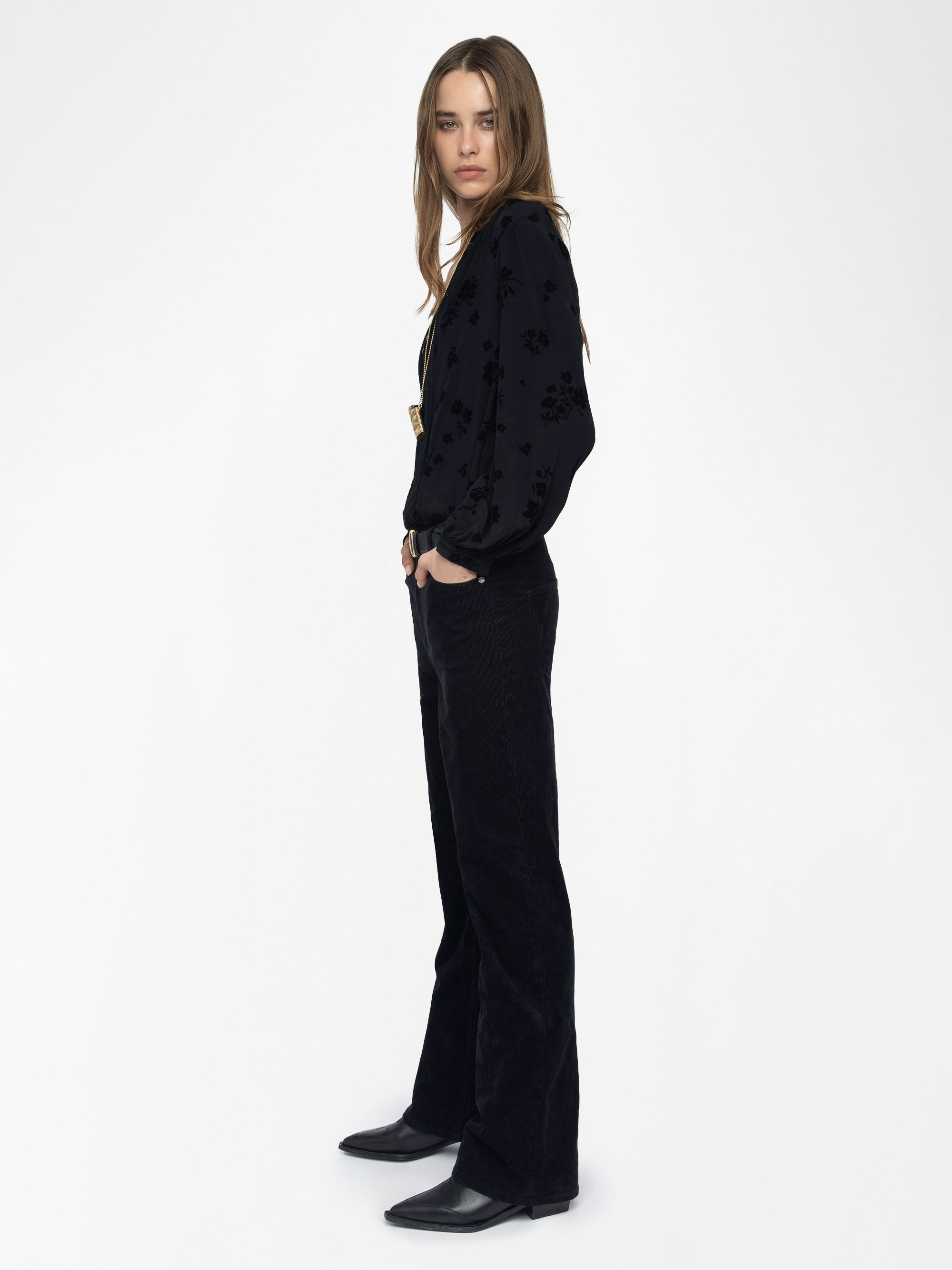 Evy Pants - Wide-leg corduroy pants.